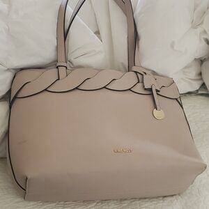 Nine West Tan Zipper Close Tote Bag